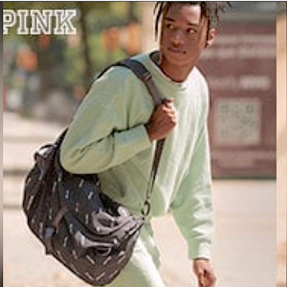 Victoria's Secret Backpack Campus‎ Duffel Bag Grey Love Pink Logo Convertible - Picture 9 of 9